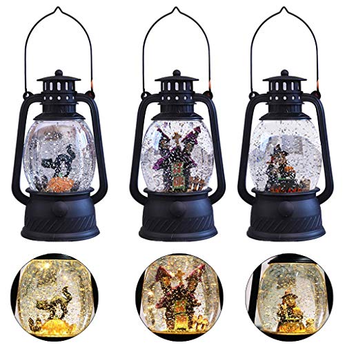 LQH Agua encendida la Linterna de Halloween Globo de la Nieve con Continuo Remolino del Brillo (Size : B)