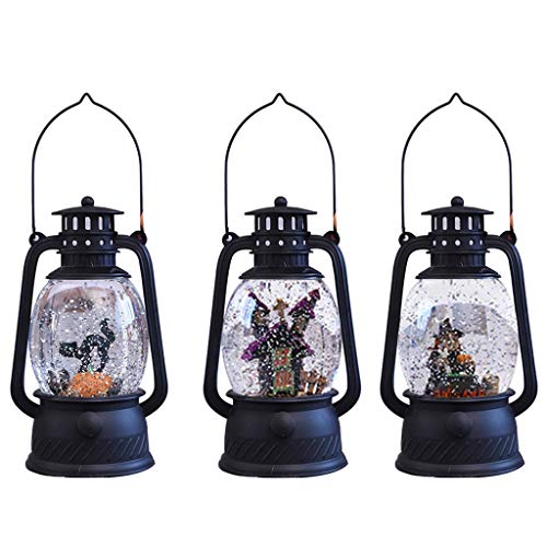 LQH Agua encendida la Linterna de Halloween Globo de la Nieve con Continuo Remolino del Brillo (Size : B)