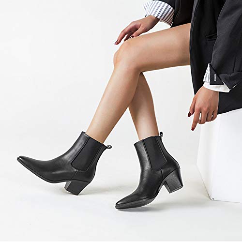 LRZ Otoño E Invierno Moda Cuadrado Botas De Mujer Botas De Tacón Grueso Botines Tobillo Cremallera Botines,43