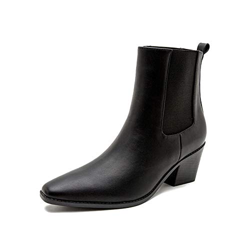 LRZ Otoño E Invierno Moda Cuadrado Botas De Mujer Botas De Tacón Grueso Botines Tobillo Cremallera Botines,43