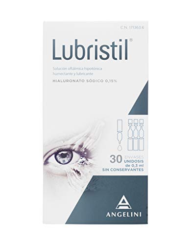 Lubristil - Lágrima artificial con Ácido Hialurónico, Propiedades lubricantes, hidratantes y viscoelásticas, Indicado en todos los casos de molestias oculares, Sin conservantes, 30 unidosis 0.3 ml