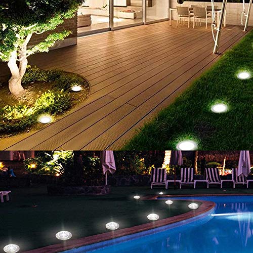Luces Solares Exterior Jardin, BrizLabs 8 LED Luces de Tierra Solares Luz Solar Suelo Blanco Frío IP65 Impermeable Lamparas Solares Iluminacion para Terraza Camino Césped Patio, 8 Paquetes