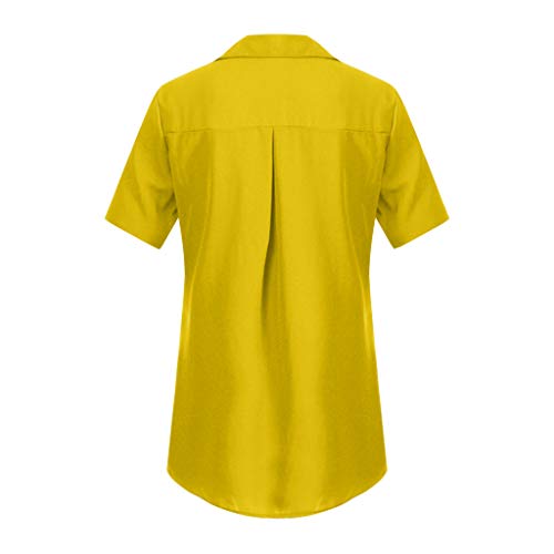 Luckycat Camisetas de Mujer, Verano Camiseta de Mujer Tops Moda Casual Cuello V Color Sólido Manga Corta Gasa Blusa Elegante Camisetas Mujer Camisa de Oficina Simple