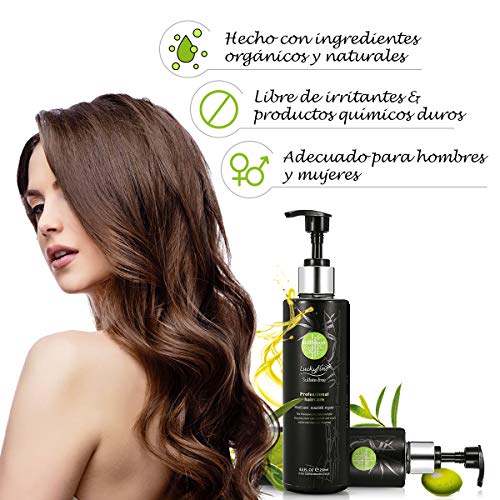 Luckyfine Champú de Carbón para Limpieza Profunda Champú Sin Sulfatos Anti-Caída Control de Aceite Nutrir el Cuero Cabelludo de las Raíces 200 ml