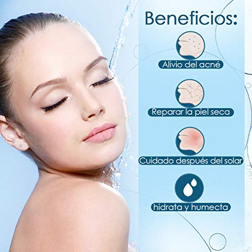 Luckyfine Serum Ácido Hialuronico Orgánico, Concentrado Hidratante - A Base de Aloe Vera Orgánico - Eliminar el Acné y las Manchas, Reparación de Quemaduras UV - Cosmético Vegano Natural para la Piel