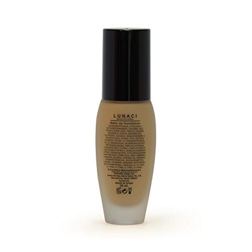 LUNACI Barcelona Base de maquillaje, foundation, Antiedad, Multivitaminas, AcabadoMate,Sin aceites, SPF 15, hypoallergenic 30Ml (BEIGE 03)