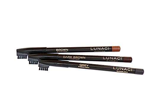 LUNACI Barcelona Lápiz de Cejas en 3 Colores (Tono: Gray), Eyebrow Pencil With Dry Blendable Texture