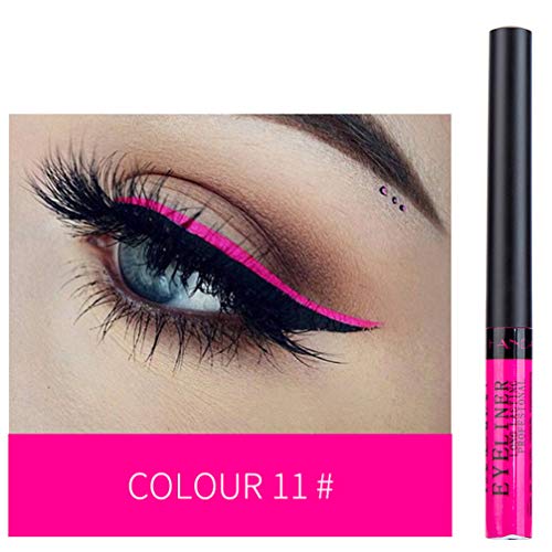 Lurrose 12pcs Rainbow Colors Liquid Glitter Eyeliner de larga duración a prueba de agua Eye Liner Sombra de Ojos maquillaje de ojos