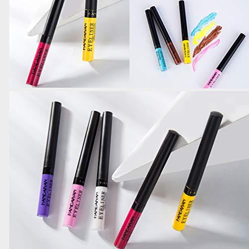 Lurrose 12pcs Rainbow Colors Liquid Glitter Eyeliner de larga duración a prueba de agua Eye Liner Sombra de Ojos maquillaje de ojos