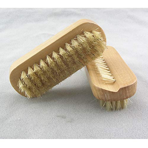 Lurrose 2 piezas Cepillos de cerdas naturales para manos y uñas Cepillo para manos de madera de dos caras Cepillo para uñas de pedicura de manicura