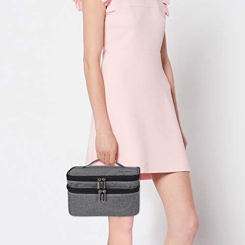 Luxja Organizador de esmaltes de uñas, esmaltes de uñas Estuche, Porta esmaltes de uñas- Sostiene 30 Botellas (15 ml - 0.5 FL.oz), Bolsa de Almacenamiento de Doble Capa para lacas y manicuras, Gris