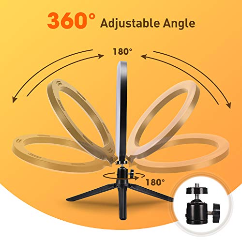 Luz de Anillo LED, Teaisiy 10.2" Aro de Luz con Trípode, 3 Modos 10 Brillos Regulables Anillo de Luz para Maquillaje, Youtube, Selfie, TIK Tok, con Bluetooth Control Remoto Soporte Teléfono