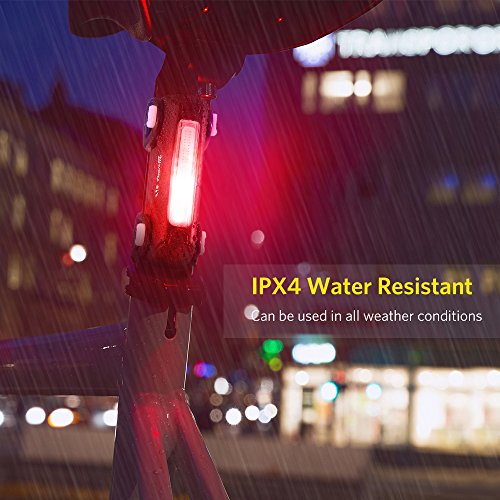 Luz trasera para bicicleta Luz roja blanca y azul LED seguridad en bicicleta Recargable con USB 6 modos de luz de distinta potencia Para Bicicleta Tija Potencia Casco Piloto delantera en el casco