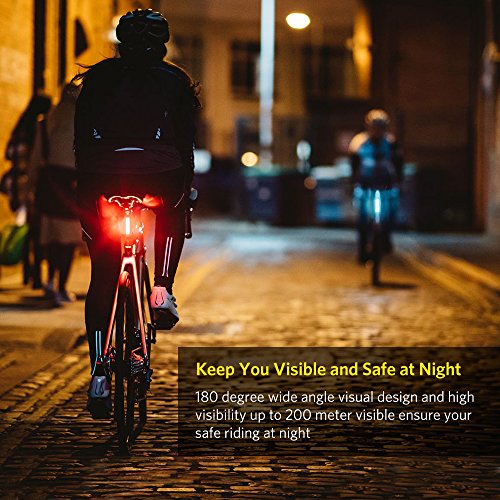 Luz trasera para bicicleta Luz roja blanca y azul LED seguridad en bicicleta Recargable con USB 6 modos de luz de distinta potencia Para Bicicleta Tija Potencia Casco Piloto delantera en el casco