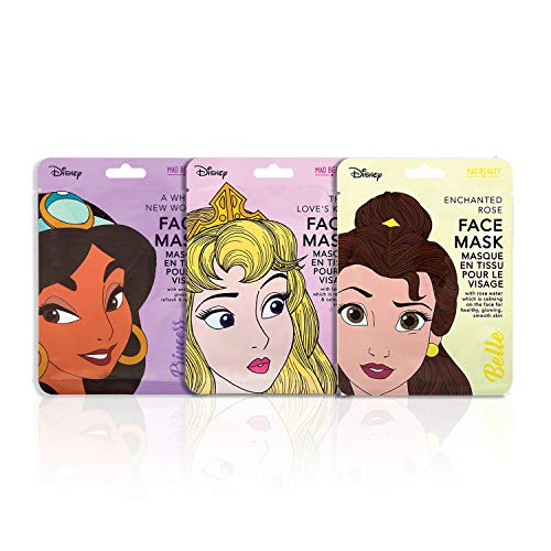 Mad Beauty PAMMB002 Mascarilla Facial con Licencia Disney Princesas, 3 unidades