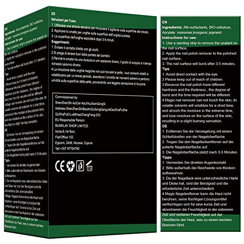 Magic Gel,Removedor de Gel de Uñas, Gel Removedor mágico de esmalte de uñas, Profesional Elimina el Esmalte de Gel Remojo en 3-5 Minutos, NO Dañe Sus Uñas