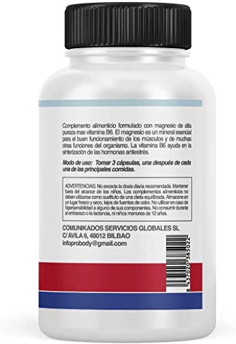 Magnesio 100% Puro [1.990 MG] + Vitamina B6 | Elimina Calambres Musculares y optimiza el funcionamiento muscular | Aumenta la energía | Evita lesiones musculares y fortalece los huesos | 90 comp