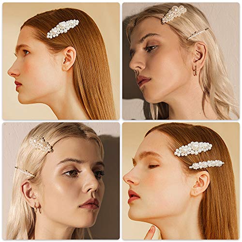 Makone Pearl Hair Clip -12 PCS Pearl Hair Clip Hairpins Hair Barrette Wedding Bridesmaid Hair Clips Accessories for Women