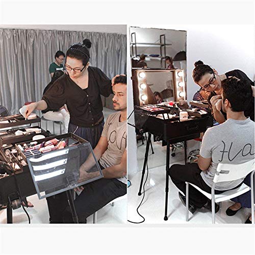 Maleta profesional de maquillaje con espejo grande y maleta con bombilla LED Maleta de maquillaje Organizador Cometics para Vayage 42 x 22 x 67 cm