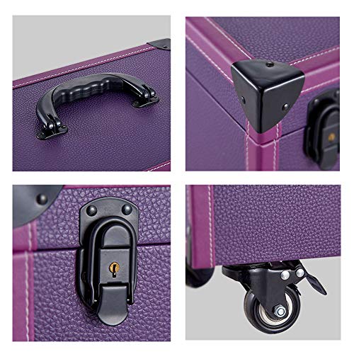 Maleta Profesional Universal para Cosméticos con Ruedas Maleta De Viaje Maquillaje De Almacenamiento Maleta para Maquillador Profesional Organizador De Peluquería Técnico De Uñas (Purple-A)
