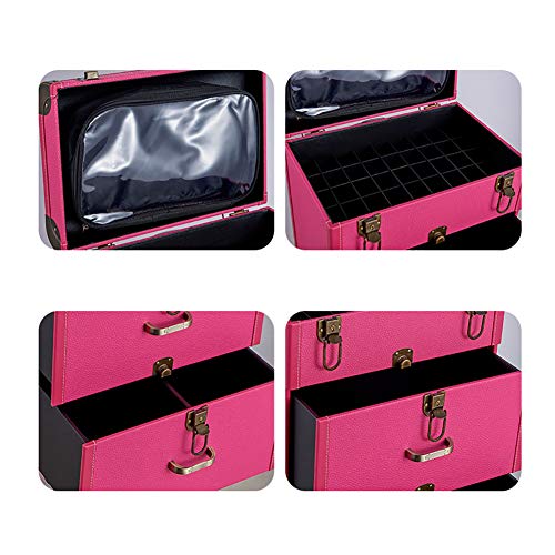 Maleta Profesional Universal para Cosméticos con Ruedas Maleta De Viaje Maquillaje De Almacenamiento Maleta para Maquillador Profesional Organizador De Peluquería Técnico De Uñas (Purple-A)