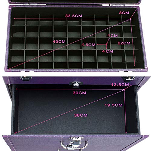 Maleta Profesional Universal para Cosméticos con Ruedas Maleta De Viaje Maquillaje De Almacenamiento Maleta para Maquillador Profesional Organizador De Peluquería Técnico De Uñas (Purple-A)