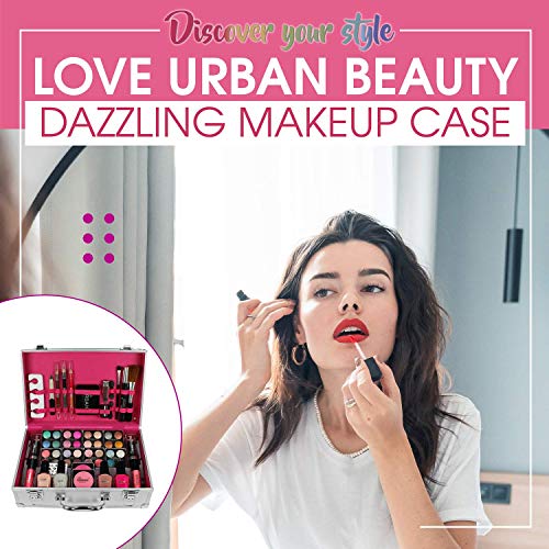 Maletín de maquillaje Urban Beauty, 60 productos. Ideal para viajar, para regalo, para guardar el maquillaje.