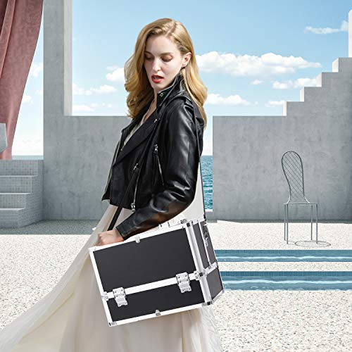 Maletin Maquillaje Profesional con Espejo Neceser Maquillaje Organizador Estuche Maquillaje Joyero Organizador Mujer Maletin de Manicura Maletin Peluqueria Caja Maquillaje Cosméticos de Viaje Negro