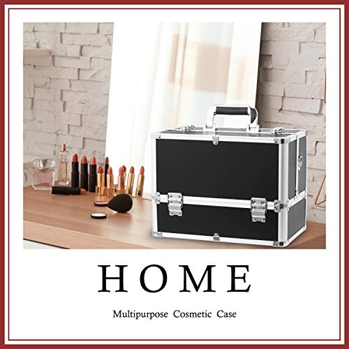 Maletin Maquillaje Profesional con Espejo Neceser Maquillaje Organizador Estuche Maquillaje Joyero Organizador Mujer Maletin de Manicura Maletin Peluqueria Caja Maquillaje Cosméticos de Viaje Negro