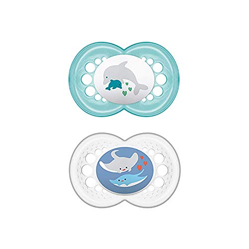 MAM Chupete Original S162 - Chupete con Tetina de Látex, para bebé de 6+ meses, Neutro (2 unidades) con caja auto Esterilizadora, Versión Española