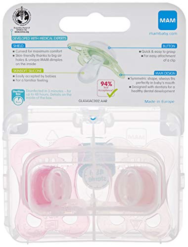 MAM -. Conjunto de chupetes con inscripción"Te amo mamá/papá", 2 piezas, Pink (rosa), 0 mes