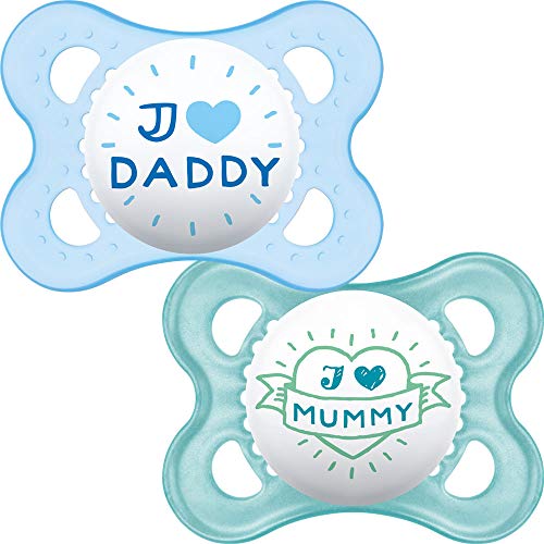 MAM Style - 2 x Chupete 'I Love Mummy & I Love Daddy' 0m+ (Azul)