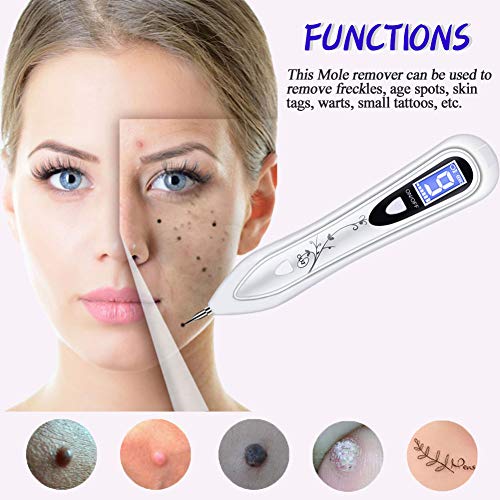 Manchas Cara Eliminación, BUDDYGO Skin Tag Mole Removal Pen Intensidad de 9 Niveles para Cara y Cuerpo (Verrugas, Nevus, Tatuajes, Pecas, Manchas) con LCD y Agujas Reemplazables, Seguro y Eficiente