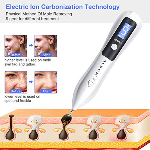 Manchas Cara Eliminación, Spot eraser pro, Mole removal pen pluma de pecas para Manchas, Pecas, Tatuajes, Verrugas y Mole remover pen con Intensidad de 9 Niveles con Agujas Reemplazables