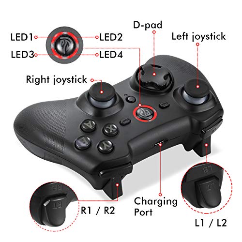 Mando Inalámbrico, [Regalos] EasySMX 2.4G Wireless Gamepad, Controller Wireless Incorporado Bateria con Vibración Dual y TURBO para Windows/PS3/Android/Tablet / PC, Joystick Inalámbrico