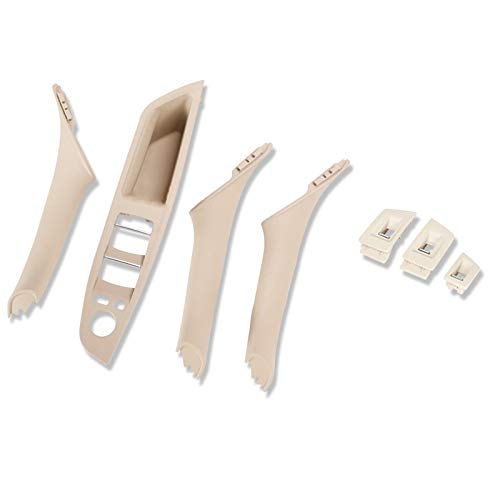 Manijas Interiores para Coche Compatible con 5 Asa Serie F10 F11 520D 525D 530D 535I LHD Coches Puerta Interior Reemplazo (Color : Creamy White)
