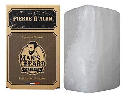 Man's Beard – Bloque de piedra genuina de alumbre de 75 gramos - Sin clorhidrato de aluminio - Desodorante natural - Alivia la irritación provocada por el afeitado