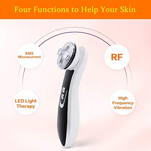 Máquina de estiramiento de la piel, máquina facial de elevación facial 6 en 1 RF EMS Terapia de luz LED Arrugas Eliminar dispositivo antiedad de belleza para el acné