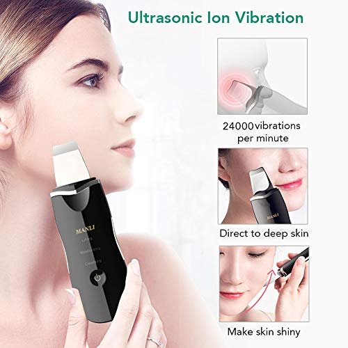 Máquina Peeling Ultrasonico, MANLI Limpiador Ultrasonico Masajeador Facial Espatula Cleaner Puntos Negros Limpieza Poros Face Scrubber Lifting Facial