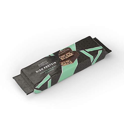 Marca Amazon- Amfit Nutrition Barra de proteína baja en azúcar (19,8gr proteina - 0,9gr azúcar) - chocolate y menta - Pack de 12 (12x60g)