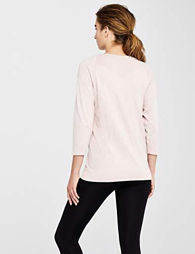 Marca Amazon - AURIQUE Camiseta Deportiva sin Costuras con Manga Francesa Mujer, Morado (Violet Ice Marl), 38, Label:S