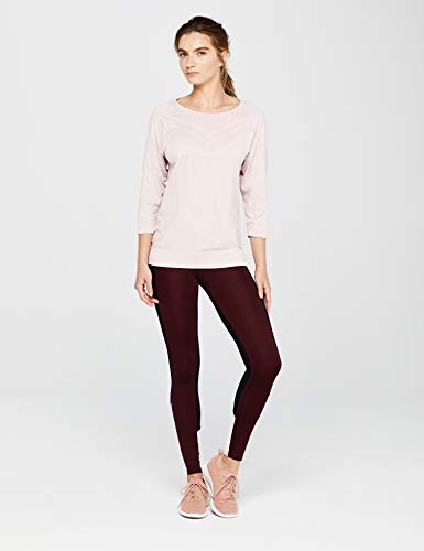 Marca Amazon - AURIQUE Camiseta Deportiva sin Costuras con Manga Francesa Mujer, Morado (Violet Ice Marl), 38, Label:S