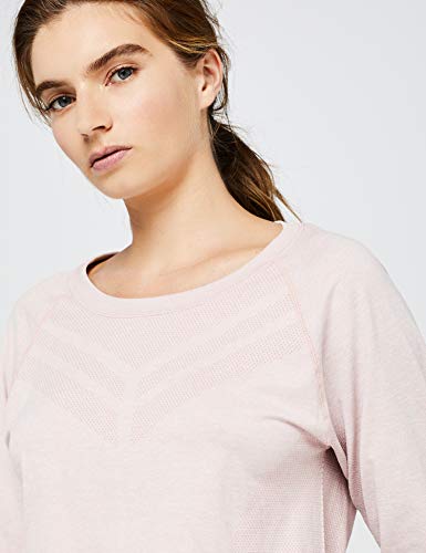 Marca Amazon - AURIQUE Camiseta Deportiva sin Costuras con Manga Francesa Mujer, Morado (Violet Ice Marl), 38, Label:S