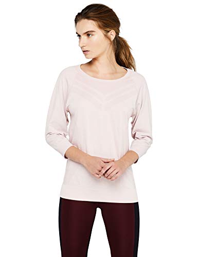 Marca Amazon - AURIQUE Camiseta Deportiva sin Costuras con Manga Francesa Mujer, Morado (Violet Ice Marl), 38, Label:S