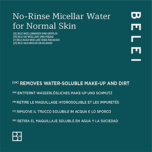 Marca Amazon - Belei Agua micelar sin aclarado para pieles normales, 200 ml