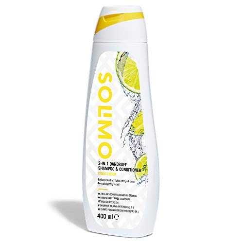 Marca Amazon - Solimo Champú y acondicionador anticaspa 2 en 1, Energía de cítricos- Paquete de 6 (6 Botellas x 400 ml)