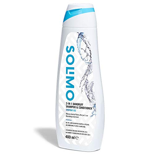Marca Amazon - Solimo Champú y acondicionador anticaspa 2 en 1, uso diario- Paquete de 6 (6 Botellas x 400 ml)