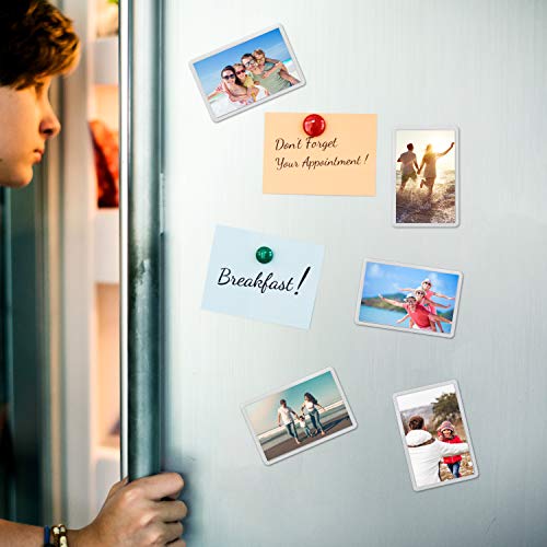 Marcos de Fotos en Blanco con Imán para Refrigerador (Paquete de 20) - 7 x 4,5cm Inserto Para Foto de Tamaño - Marcos Acrílico Transparente para Fotos Familiares y Diversión Niños