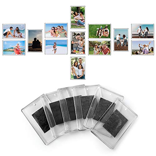 Marcos de Fotos en Blanco con Imán para Refrigerador (Paquete de 20) - 7 x 4,5cm Inserto Para Foto de Tamaño - Marcos Acrílico Transparente para Fotos Familiares y Diversión Niños