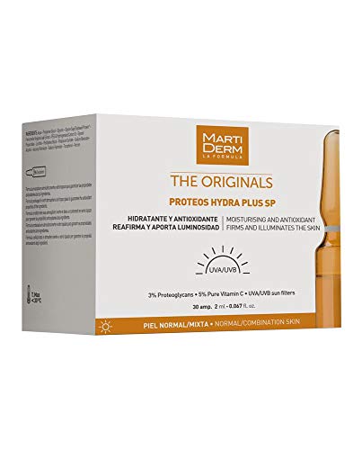 Martiderm The Originals Proteos Hydra Plus SP - Ampollas Antiedad hidratantes y antioxidantes, Protección UVA / UVB, 30 Ampollas x 2ml